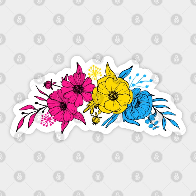 Pansexual Flowers Pride Sticker by Pridish